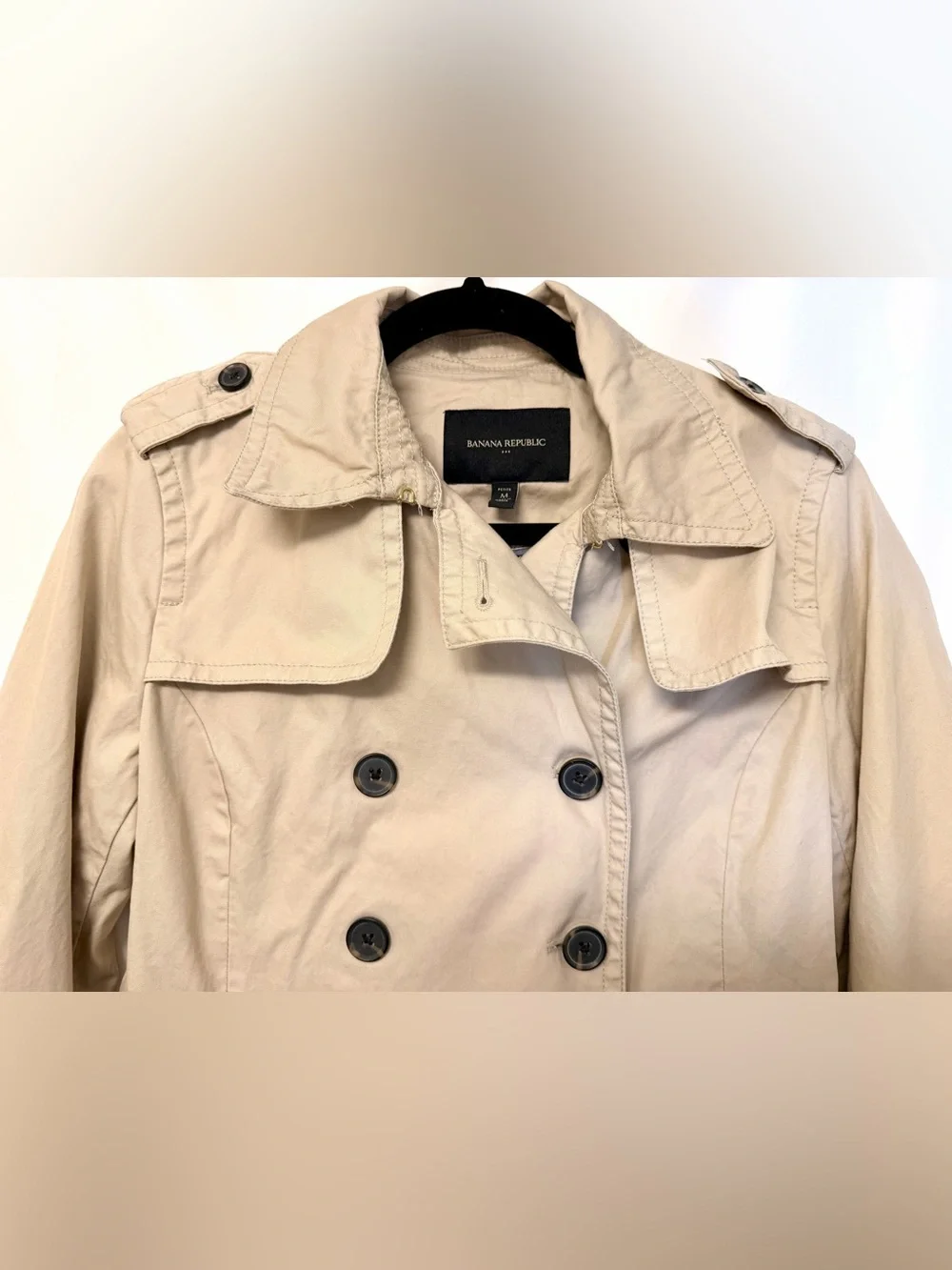 Banana Republic Petite Medium Classic Beige Belted Trench Coat - 100% Cotton - Picture 5 of 8